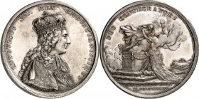 EUROPA. 
FRANKREICH. 
Louis XVI. 1774-1793. Medaille 1775 (v. B. Duvivier) a. s. Salbung zum König in Reims. Brb. im Krönungsornat mit Krone n.r. / ...