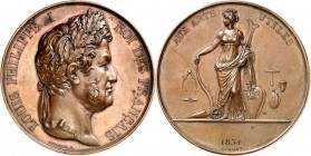 EUROPA. 
FRANKREICH. 
Louis Philippe I. 1830-1848. Prämienmedaille 1834 (v. Depaulis u. Gayrard) AUX ARTS UTILES (nützliche od. Gebrauchskünste) Mit...