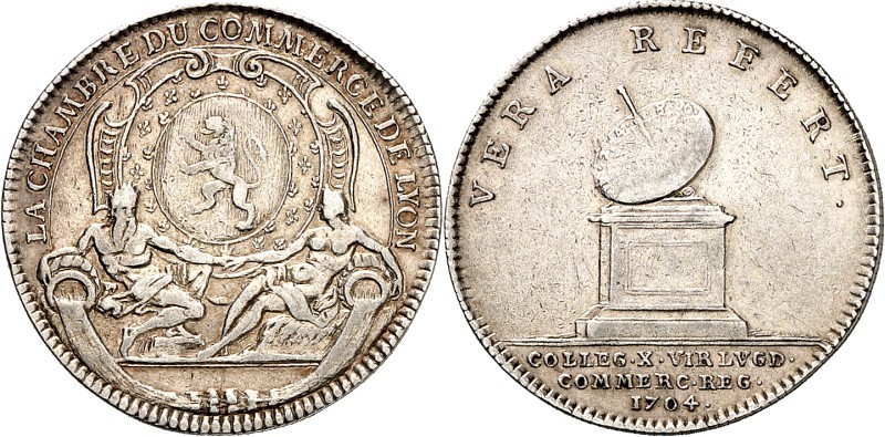 EUROPA. 
FRANKREICH - STÄDTE. 
LYON. Jeton 1704 (o. Sign.) d. CHAMBRE DU COMME...