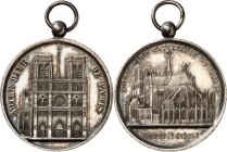 EUROPA. 
FRANKREICH - STÄDTE. 
PARIS. PARIS Medaille o.J. (o. Sign.) auf Notre Dame. Ansicht d. Fassade / Die Kathedrale vom Chor aus gesehen. Br ve...