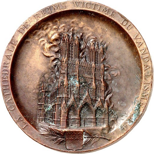 EUROPA. 
FRANKREICH - STÄDTE. 
REIMS (Dep. Marne). Eins. Medaille 1914 (v. Ch....