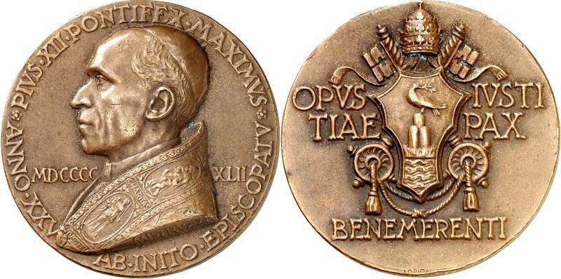 EUROPA. 
ITALIEN-Kirchenstaat. 
Pius XII. 1939-1958. Medaille An.IV (1942) (v....