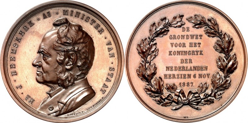 EUROPA. 
NIEDERLANDE. 
Willem III. 1849-1890. Medaille 1887 (v. J.P.M. Menger)...