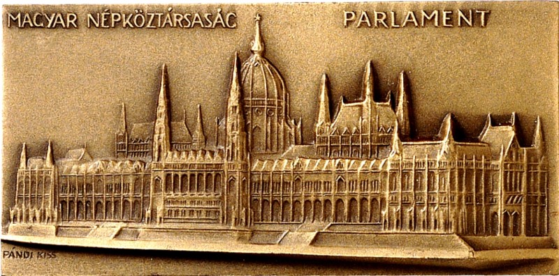 EUROPA.
UNGARN - Städte.
BUDAPEST. Plakette o.J. (v. Pandi Kiss) Ansicht d. Pa...