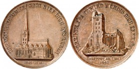 DEUTSCHE STÄDTE. 
Alphabetisch. 
HAMBURG. Medaille 1842 (v. Wilkens) a. d. geplanten Wiederaufbau der 1842 abgebrannten St. Petri-Kirche. Ansicht d....