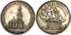 DEUTSCHE STÄDTE. 
Alphabetisch. 
HAMBURG. Medaille 1906 (Lauer, Nürnberg) a. d. am 3.&nbsp;Juli abgebrannte St. Michaelis-Kirche. Ansicht d. unverse...