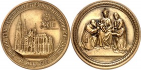 DEUTSCHE STÄDTE. 
Alphabetisch. 
KÖLN. Medaille 1948 (b. Kissing in Menden) a. d. 700-Jahrfeier d. ersten Grundsteinlegung. Ansicht des Domes von Sü...