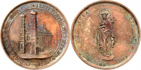 DEUTSCHE STÄDTE. 
Alphabetisch. 
MÜNCHEN. Medaille 1821 (o. Sign.) a. d. Erhebung d. Frauenkirche zur Metropolkirche. Perspekt. Ansicht d. Frauenkir...
