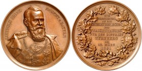 DEUTSCHE STÄDTE. 
Alphabetisch. 
NÜRNBERG. Medaille 1891 (v. Lauer) a.d. Grundsteinlegung zum Distriktwaisenhaus. Brb. d. Prinzregenten Luitpold in ...