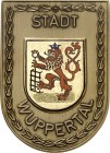 DEUTSCHE STÄDTE. 
Alphabetisch. 
WUPPERTAL. Plakette o.J. ca 1920er Jahre Stadt Wuppertal ohne Beschriftung, einseitig, Stadtwappen- Löwe Schildform...