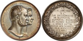 DEUTSCHE STÄDTE. 
Alphabetisch. 
WUPPERTAL. Freimaurermedaille 1854 gestiftet, 1931 grav. D.L. Zur Bruderkette im Wuppertal a.d.Silb. Hochzeit Blech...