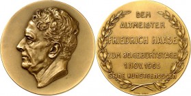 PERSONEN. 
DRAMATIKER u. SCHAUSPIELER. 
HAASE, Friedrich * 1825 +1911 Berlin. Medaille 1905 (v.Max Klein b. Oertel) Kopf l./ 6 Z. Dem Altmeister . z...