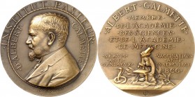PERSONEN. 
MEDIZINER. 
CALMETTE, Albert *1863 +1933. Medaille 1937 (v. G. Prudhomme) Brb. n.l. / 10 Z. Mitgliedschaften u. Forschungsschwerpunkte, u...