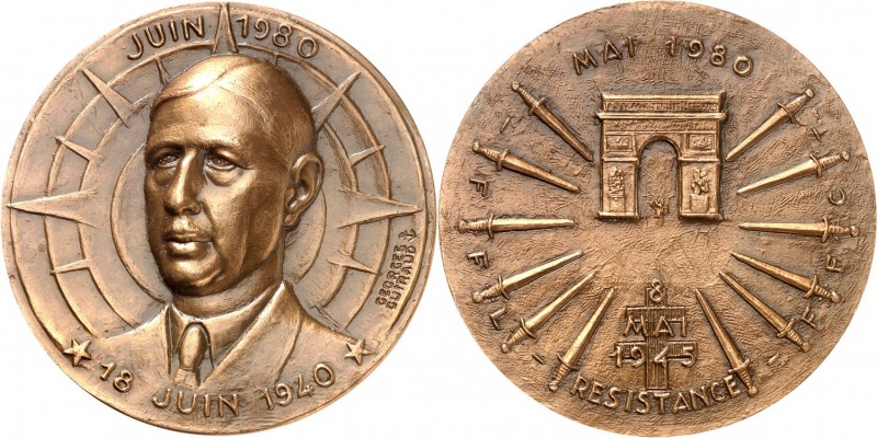 PERSONEN. 
POLITIKER. 
GAULLE, Charles de *1890 +1970. Medaille 1980 (v. Georg...