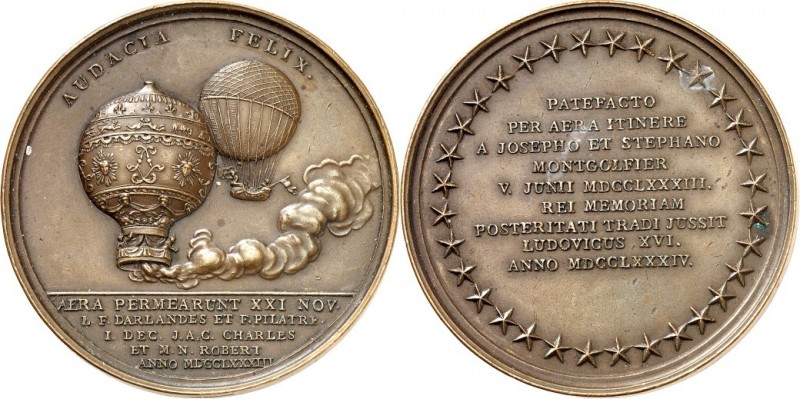 GESCHICHTE u. VERKEHRSWESEN. 
LUFTFAHRT. 
BALLONFAHRT. Medaille "1784" (nach 1...