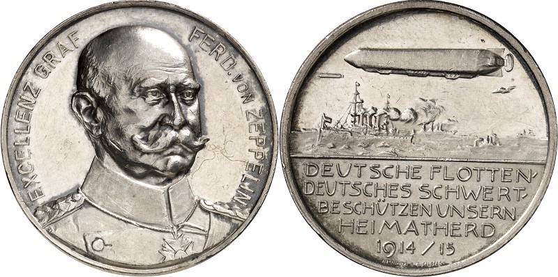 GESCHICHTE u. VERKEHRSWESEN. 
LUFTFAHRT. 
LUFTSCHIFFE. Medaille 1915 (v. Lauer...