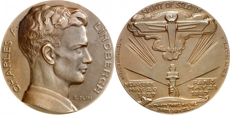 GESCHICHTE u. VERKEHRSWESEN. 
LUFTFAHRT. 
FLUGZEUGE. Medaille 1927 (v. E. Blin...