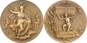 MEDAILLEURE des XIX. bis XXI. Jh.. 
FRANKREICH. 
CHAPLAIN, Jules Clément *1839 Mortagne +1909 Paris. Medaille o.J. "Au Merite". Sitzende Athena zw. ...