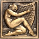 MEDAILLEURE des XIX. bis XXI. Jh.. 
FRANKREICH. 
RENARD, Marcel * 1892 Lyon + 1974 Paris. Einseitige Plakette o.J. (1927) "Femme a la harpe" (Harfen...