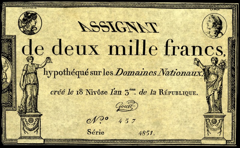 FRANKREICH. 
Assignaten. 
I. Republik. 2000 Francs 18 Nivose An III (7.1.1795)...