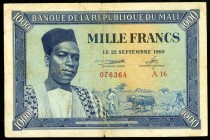 MALI. 
1000 Francs 22.9.1960. Pick&nbsp; 4. . 

III-IV