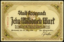 RHEINLAND-PFALZ. 
Kreuznach, Stadt. 50000 Mark 13.7.1923 -20./31.7.1923,50000,100000 Mark 13.7.1923 (Uschr.mit Faks.Stpl.),50000,100000,10 Mio.Mark 1...