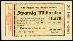 RHEINLAND-PFALZ. 
Mayen, Kreis, Separatausgaben. 20 Mrd.Mark 6.11.1923 -1.4.1924(Separatistenschein). Ke.&nbsp; 3487.t., v.E. 1617.S5. . 

II