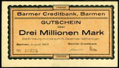 RHEINLAND. 
Barmen, Barmer Creditbank. 1, 2 ,3 Mio.Mark August 1923. v.E. 34.8b,9b,10b. (3). 

III