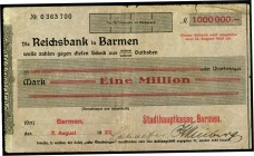 RHEINLAND. 
Barmen, Stadthauptkasse. 1 Mio.Mark 3.8.1923 -15.8.1923. v.E 89.2. . 

IV