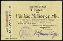 RHEINLAND. 
Wittlich, Kreis (Rh.- Pfalz). 50 Mio. Mark 3.8.1923. Ke.&nbsp; 5682.c., v.E.&nbsp; 1793a. . 

III
