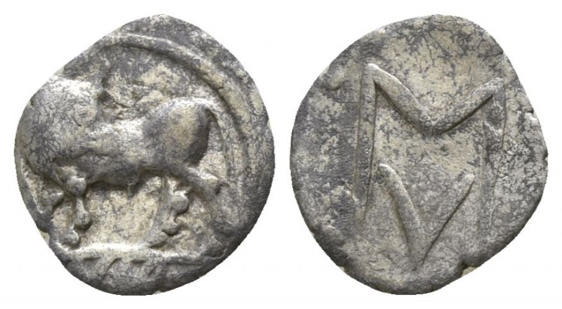 Lucania. Sybaris circa 550-510 BC.
Obol AR

10mm., 0,37g.

Bull standing le...