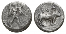 Lucania. Sybaris 453-448 BC. Triobol AR