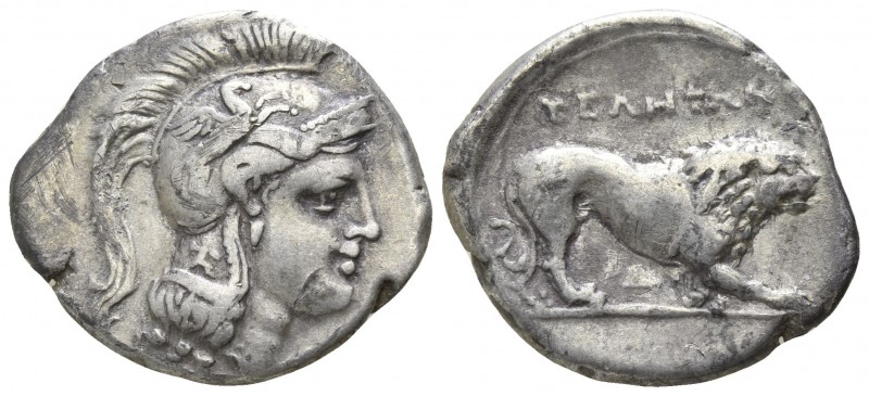 Lucania. Velia circa 400-350 BC.
Didrachm AR

23mm., 7,28g.

Head of Athena...