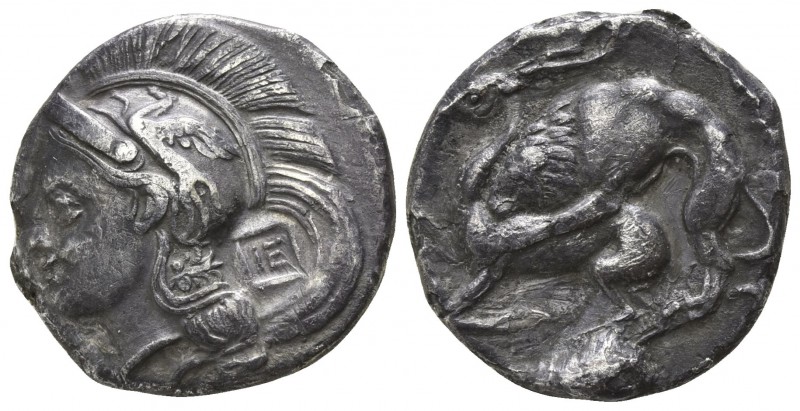 Lucania. Velia circa 280 BC.
Didrachm AR

21mm., 6,56g.

Head of Athena to ...