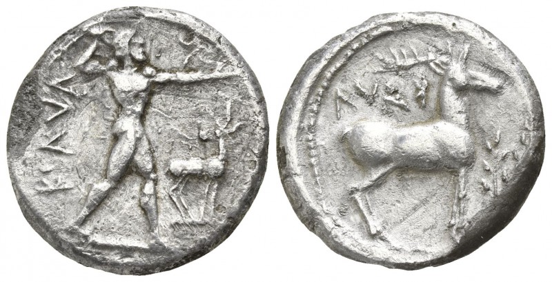 Bruttium. Kaulonia circa 475-425 BC.
Nomos AR

20mm., 5,53g.

KAVΛ, Apollo,...