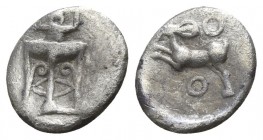 Bruttium. Kroton 425-350 BC. Diobol AR
