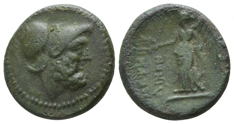 Bruttium. Petelia circa 216-204 BC.
Onkia AE

15mm., 3,96g.

Head of Ares r...