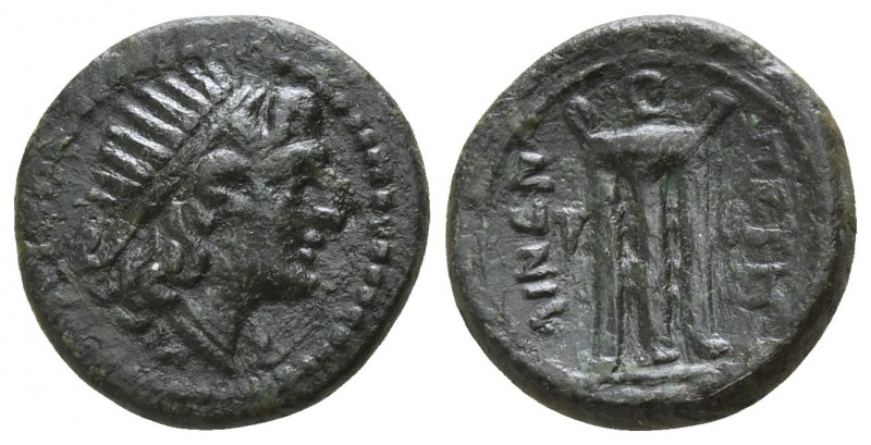 Bruttium. Petelia circa 204-89 BC.
Bronze Æ

15mm., 2,32g.

Radiate head of...