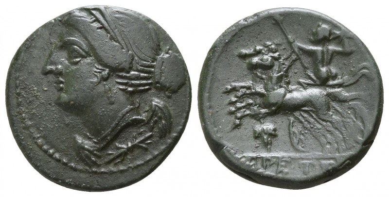 Bruttium. The Brettii 214-211 BC.
Unit AE

17mm., 3,79g.

Winged and diadem...