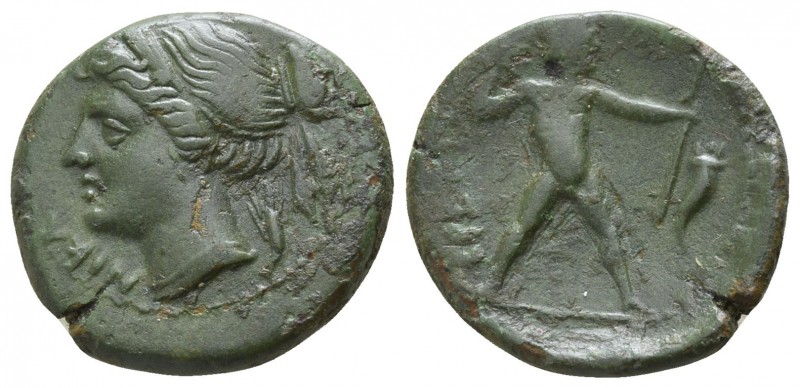 Bruttium. The Brettii circa 214-211 BC.
Bronze Æ

18mm., 3,71g.

NIKA, diad...
