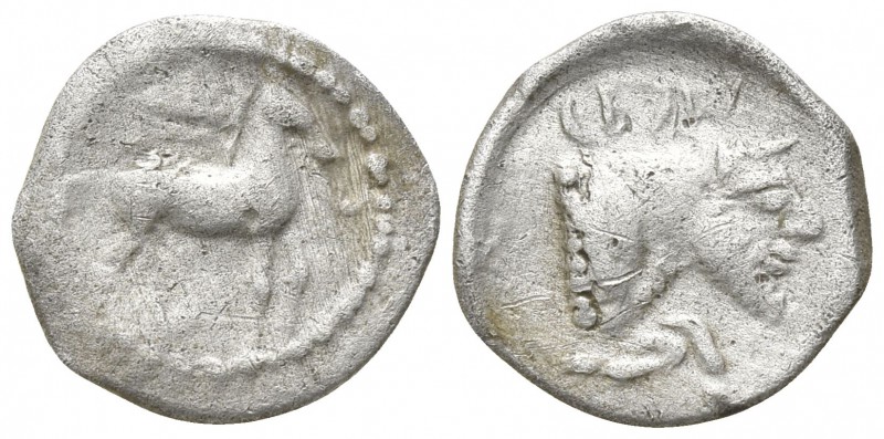 Sicily. Gela 465-450 BC.
Litra AR

12mm., 0,80g.

Horse standing right, rei...