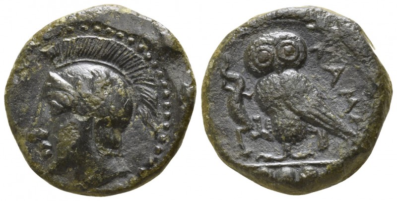 Sicily. Kamarina circa 425-405 BC.
Tetras AE

15mm., 3,48g.

Head of Athena...
