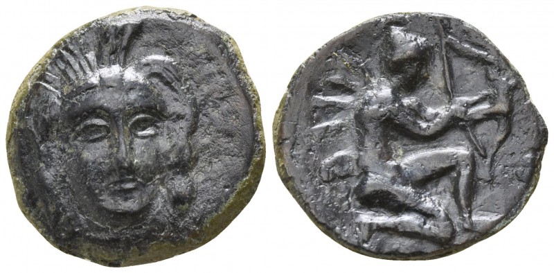 Sicily. Solus circa 400-300 BC.
Bronze Æ

15mm., 2,38g.

Three-quarter faci...