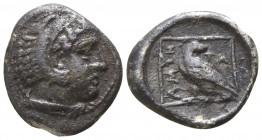 Kings of Macedon. . Amyntas III 393-369 BC. Trihemiobol AR