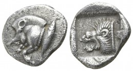 Mysia. Kyzikos 480-450 BC. Trihemiobol AR