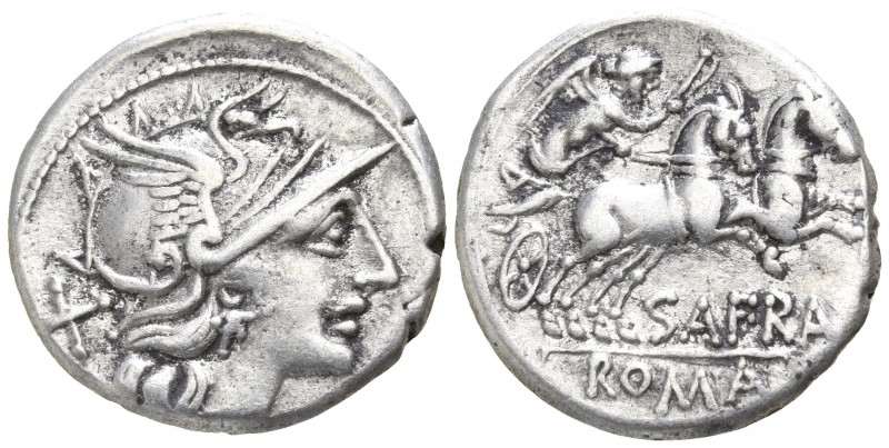 Furius Afranius 150 BC. Rome
Denar AR

19mm., 3,95g.

Helmeted head of Roma...