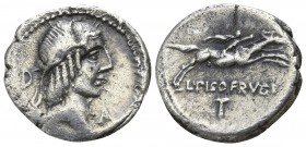 L. Calpurnius Piso Frugi 90 BC. Rome. Denar AR