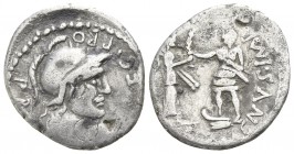 Pompeius Magnus & M. Poblicius 46-45 BC. Spain. Denar AR