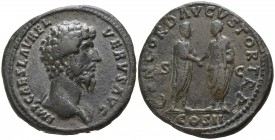 Lucius Verus AD 161-169. Rome. Sestertius Æ