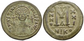 Justinian I.  AD 527-565. Nikomedia. Follis Æ